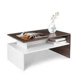 Modern White And Brown Wooden Coffee Table With Shelf - Furniture > Living Room > Coffee Tables