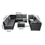 Modular Outdoor Lounge Set-9pcs Sofa Armchairs and Coffee Table - Furniture > Outdoor