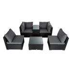 Modular Outdoor Lounge Set-9pcs Sofa Armchairs and Coffee Table - Furniture > Outdoor