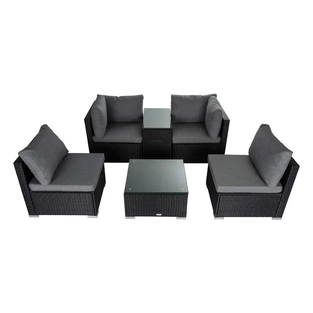 Modular Outdoor Lounge Set-9pcs Sofa Armchairs and Coffee Table - Furniture > Outdoor