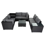 Modular Outdoor Lounge Set-9pcs Sofa Armchairs and Coffee Table - Furniture > Outdoor