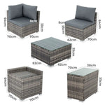 Modular Outdoor Lounge Set-9pcs Sofa Armchairs and Coffee Table - Furniture > Outdoor