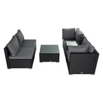 Modular Outdoor Lounge Set-9pcs Sofa Armchairs and Coffee Table - Furniture > Outdoor