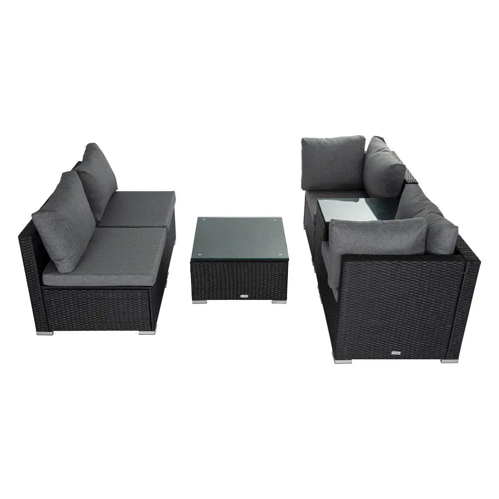 Modular Outdoor Lounge Set-9pcs Sofa Armchairs and Coffee Table - Furniture > Outdoor