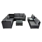 Modular Outdoor Lounge Set-9pcs Sofa Armchairs and Coffee Table - Furniture > Outdoor