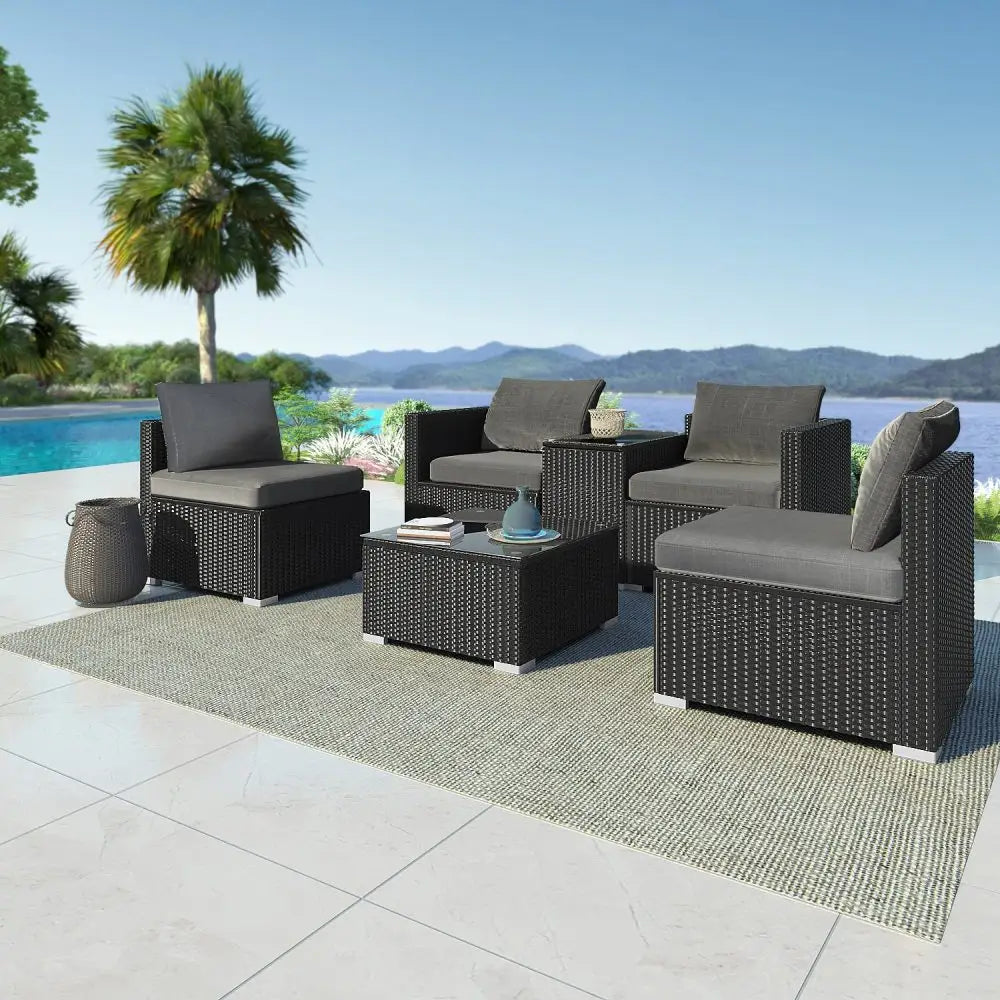 Modular Outdoor Wicker Lounge Set - Furniture > Outdoor