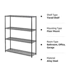Modular Wire Storage Shelf 1200 x 600 x 1800mm Steel Shelving - Furniture > Office