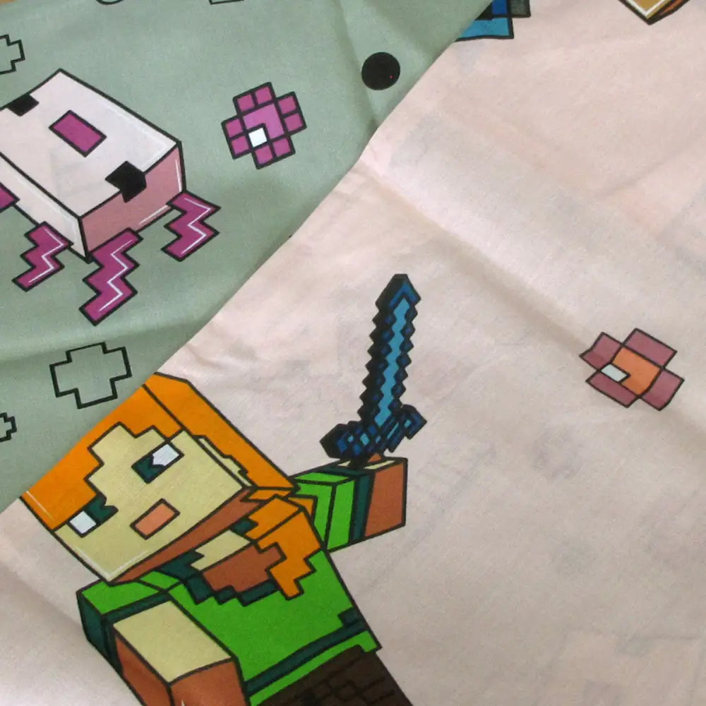 MOJANG Minecraft Reversible Cotton Boys Girls Quilt Cover Set Double - Home & Garden > Bedding > Duvet Covers
