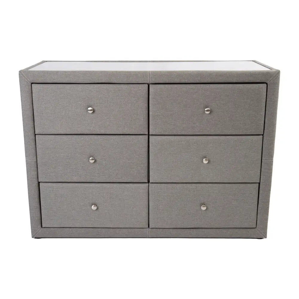 Molly Dresser 6 Chest of Drawers Bedroom Storage Cabinet - Light Grey - Furniture > Bedroom > Dressers