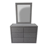 Molly Dresser Mirror 6 Chest of Drawers Bedroom Storage - Light Grey - Health & Beauty > Cosmetic Storage > Makeup