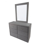 Molly Dresser Mirror 6 Chest of Drawers Bedroom Storage - Light Grey - Health & Beauty > Cosmetic Storage > Makeup
