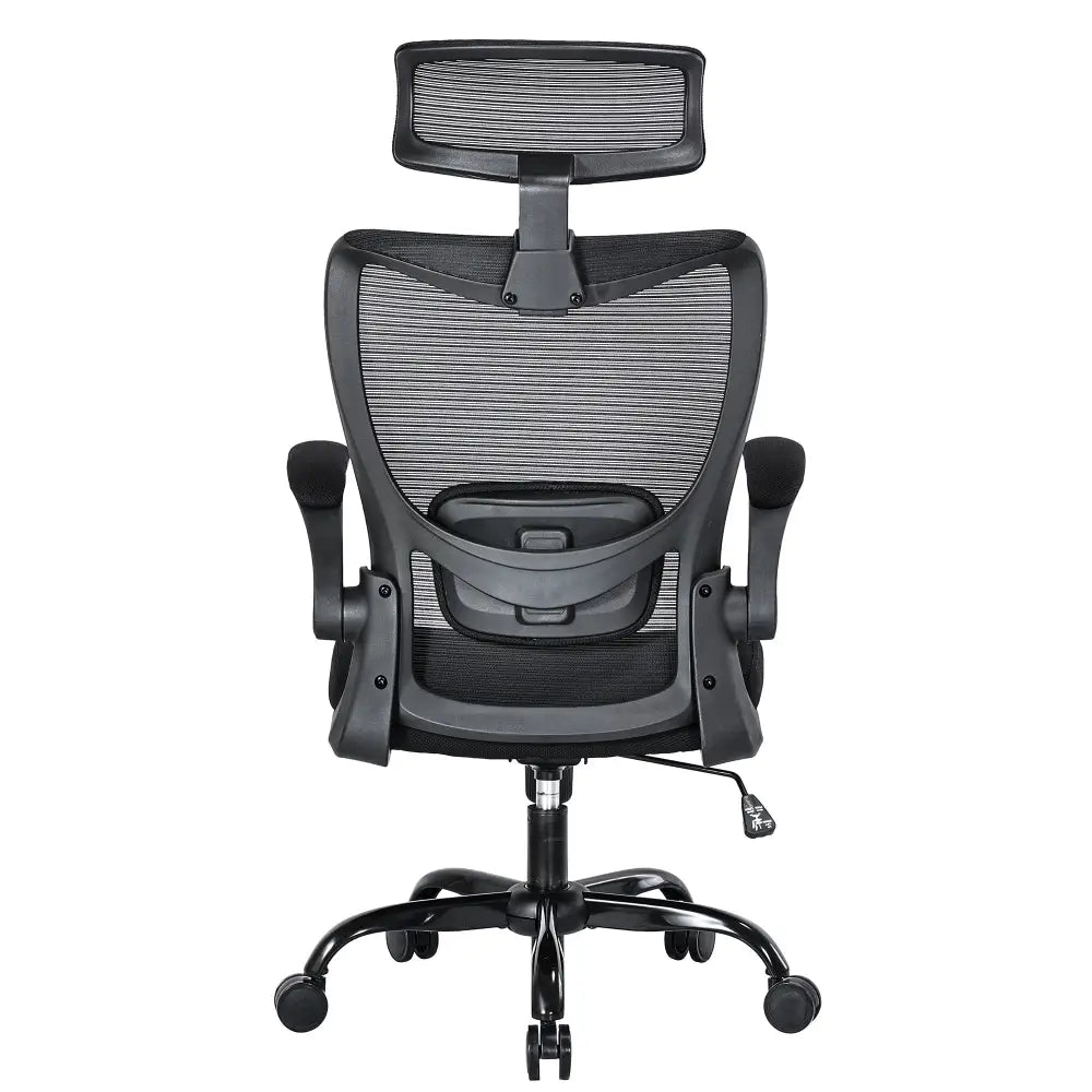 MONA Ergonomic High Back Flipped Armrest Task Chair In Black - Furniture > Office