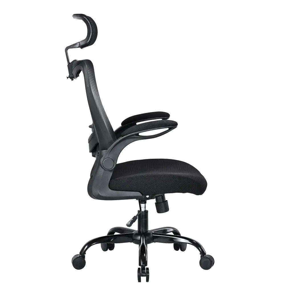 MONA Ergonomic High Back Flipped Armrest Task Chair In Black - Furniture > Office