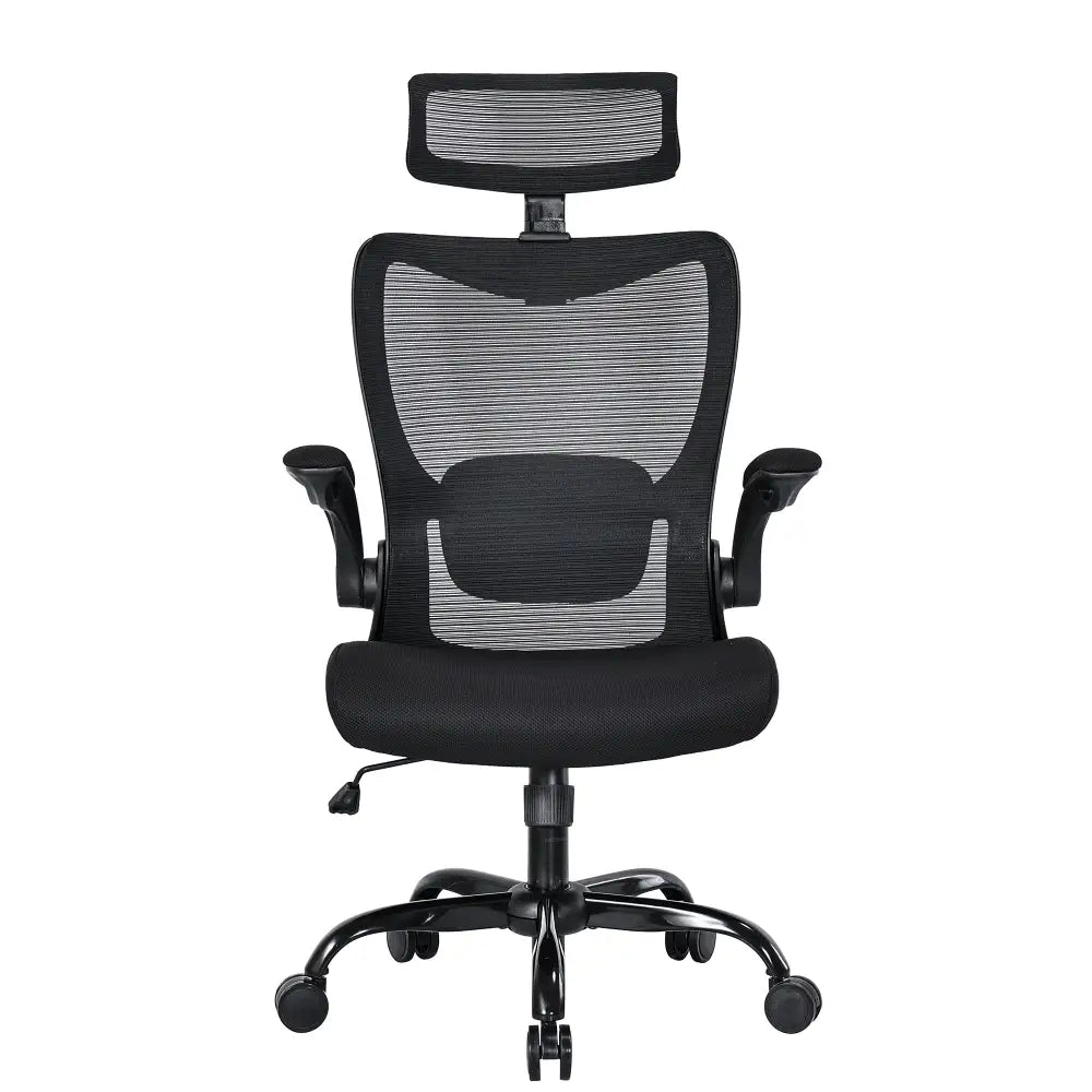 MONA Ergonomic High Back Flipped Armrest Task Chair In Black - Furniture > Office