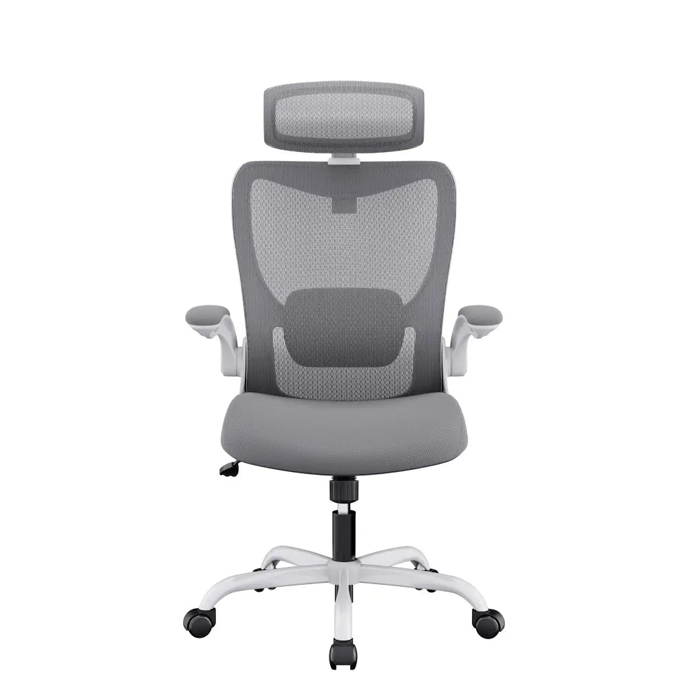 MONA Ergonomic High Back Flipped Armrest Task Chair In Grey - Furniture > Office