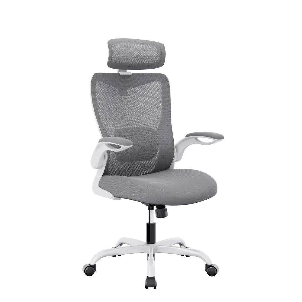 MONA Ergonomic High Back Flipped Armrest Task Chair In Grey - Furniture > Office