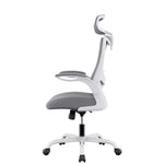 MONA Ergonomic High Back Flipped Armrest Task Chair In Grey - Furniture > Office