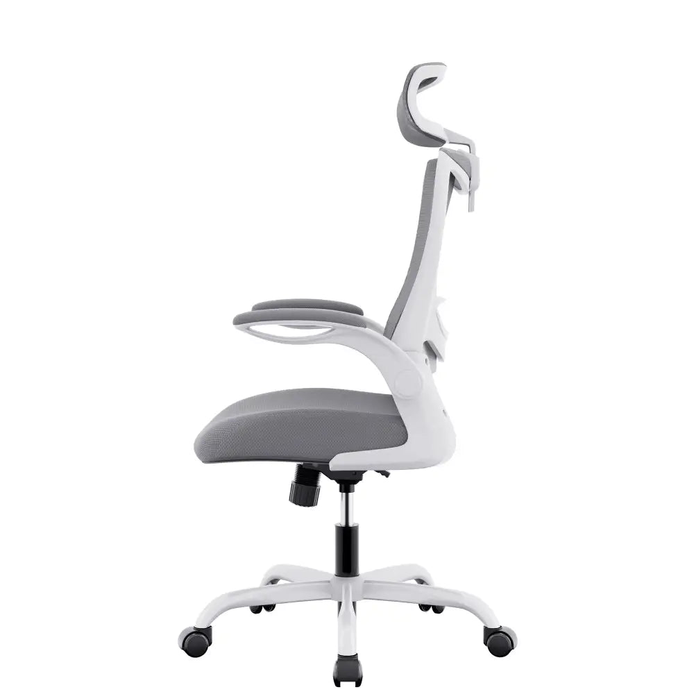 MONA Ergonomic High Back Flipped Armrest Task Chair In Grey - Furniture > Office