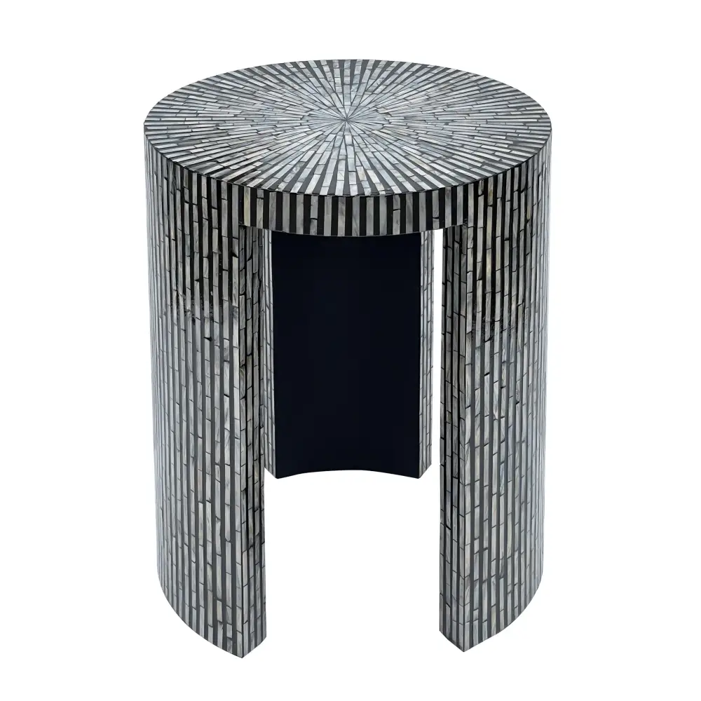MONO MOTHER OF PEARL HAND MADE SIDE TABLE - Furniture > Living Room > Side Tables