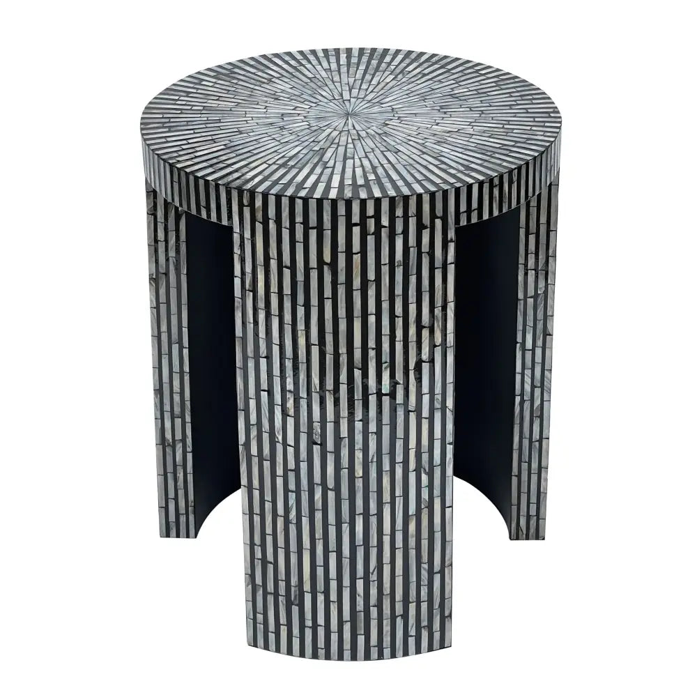 MONO MOTHER OF PEARL HAND MADE SIDE TABLE - Furniture > Living Room > Side Tables