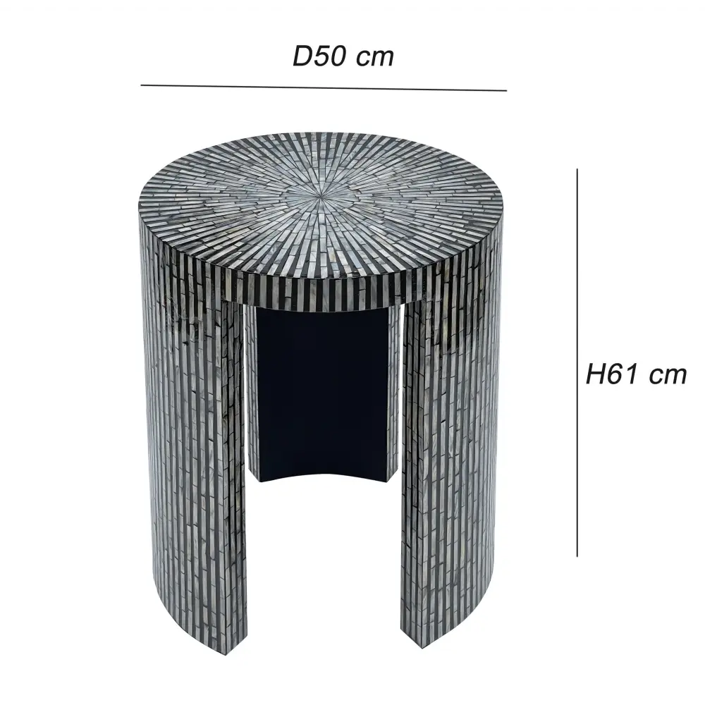 MONO MOTHER OF PEARL HAND MADE SIDE TABLE - Furniture > Living Room > Side Tables