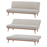 Monroe 3 Seater Sofa Futon Bed Fabric Lounge Couch - Beige - Furniture > Sofas