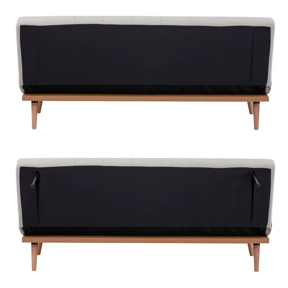 Monroe 3 Seater Sofa Futon Bed Fabric Lounge Couch - Beige - Furniture > Sofas