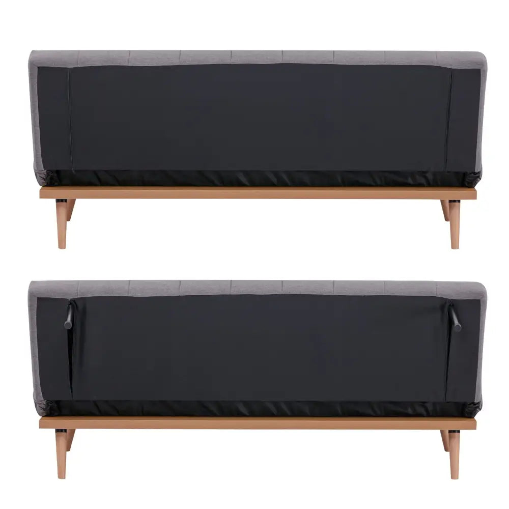 Monroe 3 Seater Sofa Futon Bed Fabric Lounge Couch - Graphite - Furniture > Sofas