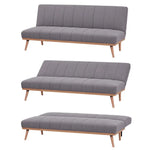 Monroe 3 Seater Sofa Futon Bed Fabric Lounge Couch - Graphite - Furniture > Sofas