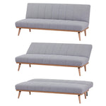 Monroe 3 Seater Sofa Futon Bed Fabric Lounge Couch - Grey - Furniture > Sofas