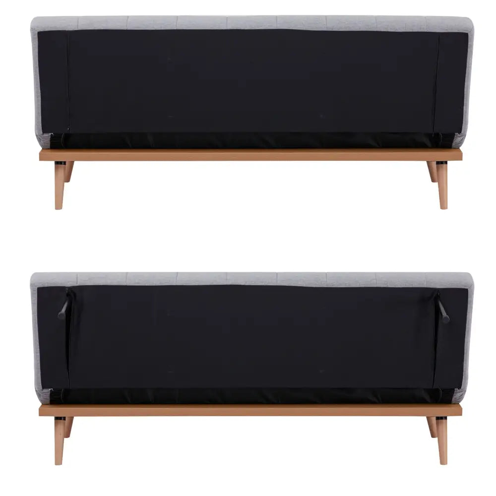 Monroe 3 Seater Sofa Futon Bed Fabric Lounge Couch - Grey - Furniture > Sofas