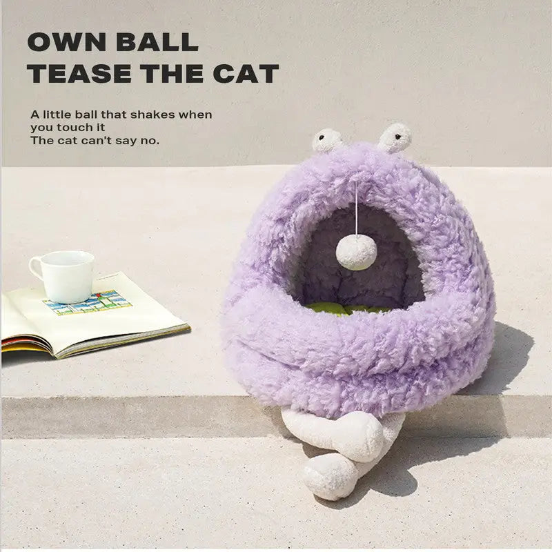Monster Cat Pet Calming Bed Warm Soft Plush Nest Comfy Sleeping Kennel Cave - Pet Care > Dog Supplies > Dog Beds