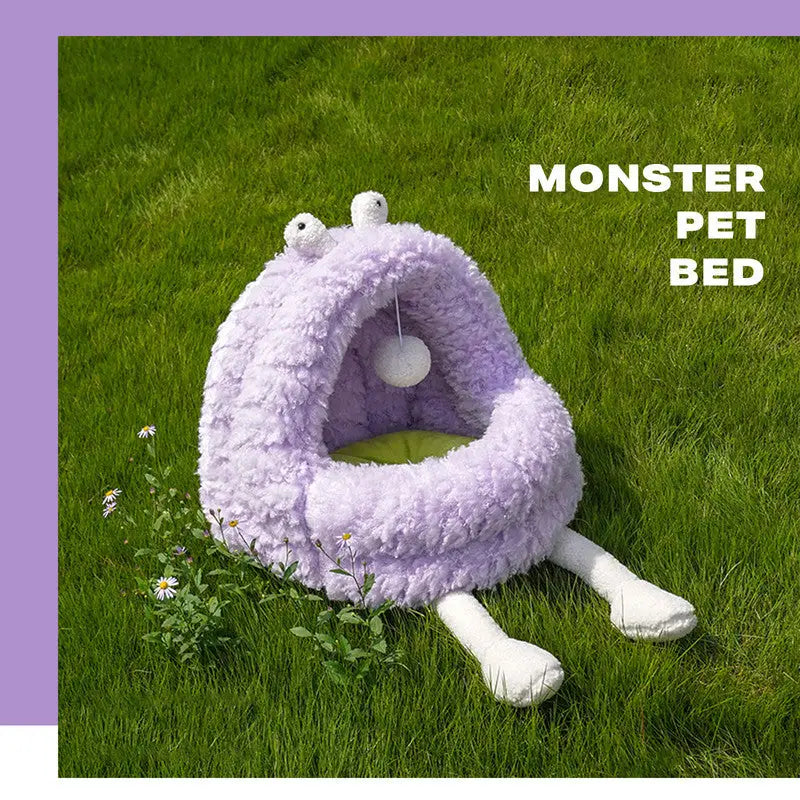 Monster Cat Pet Calming Bed Warm Soft Plush Nest Comfy Sleeping Kennel Cave - Pet Care > Dog Supplies > Dog Beds