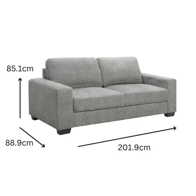 Morgan 3 Seater Fabric Sofa Light Grey - Furniture > Sofas