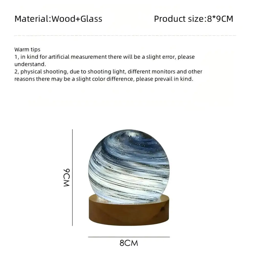 Morning Light LED Planet Night Light with Wooden Base USB Rechargeable - Home & Garden > Lighting > Night Lights &
