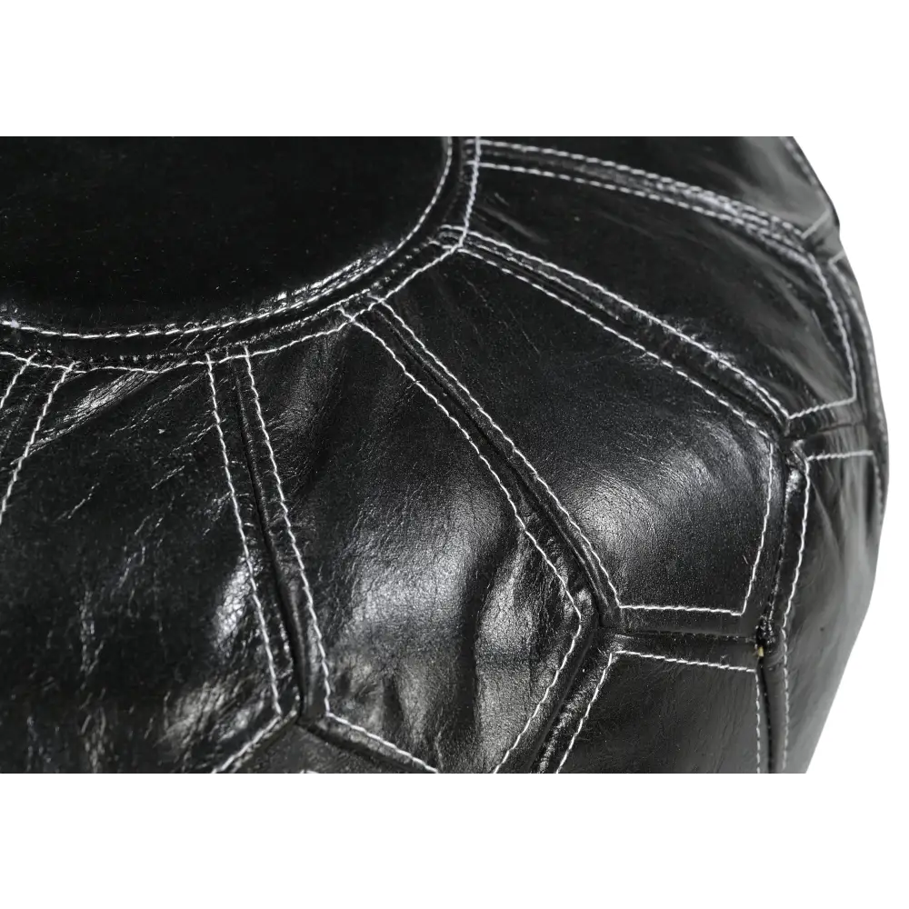 MOROCCAN LEATHER OTTOMAN BLACK - Furniture > Living Room > Ottomans & Footstools