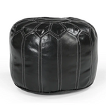 MOROCCAN LEATHER OTTOMAN BLACK - Furniture > Living Room > Ottomans & Footstools