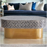 MOTHER OF PEARL EBONY MOSAIC OVAL COFFEE TABLE - Furniture > Living Room > Coffee Tables