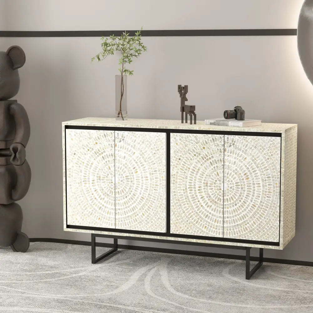 MOTHER OF PEARL HAND MADE SWIRL SIDEBOARD - Furniture > Dining > Buffets & Sideboards