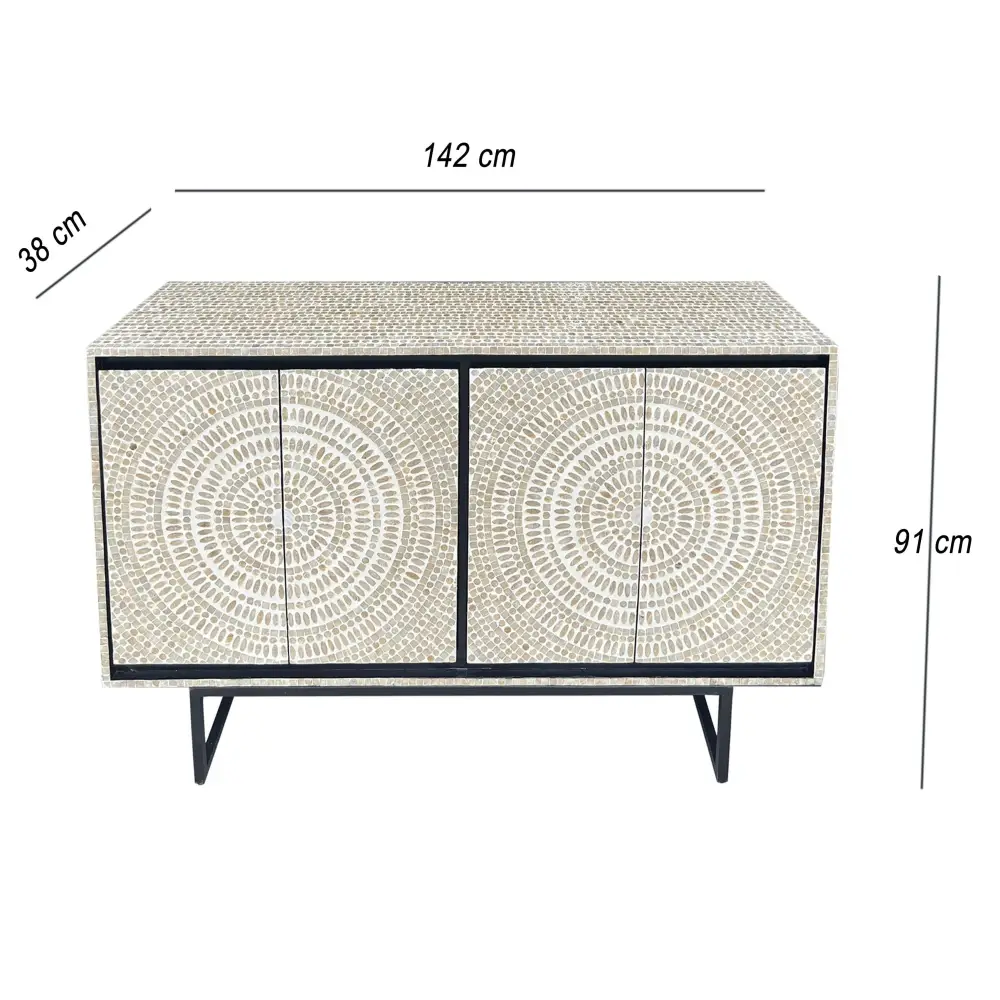 MOTHER OF PEARL HAND MADE SWIRL SIDEBOARD - Furniture > Dining > Buffets & Sideboards