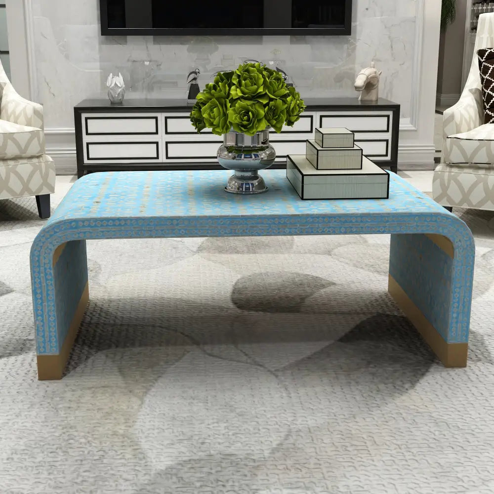MOTHER OF PEARL MEDITERRANEAN BREEZE LOW PROFILE COFFEE TABLE - Furniture > Living Room > Coffee Tables