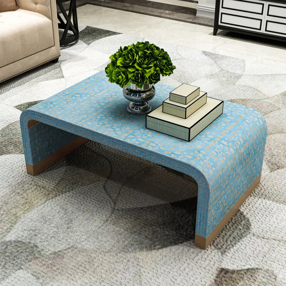 MOTHER OF PEARL MEDITERRANEAN BREEZE LOW PROFILE COFFEE TABLE - Furniture > Living Room > Coffee Tables