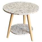 MOTHER OF PEARL MOSAIC HARMONY TW0-TIERED SIDE TABLE - Furniture > Living Room > Side Tables