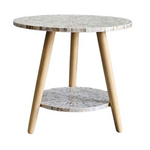 MOTHER OF PEARL MOSAIC HARMONY TW0-TIERED SIDE TABLE - Furniture > Living Room > Side Tables