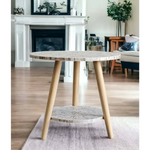 MOTHER OF PEARL MOSAIC HARMONY TW0-TIERED SIDE TABLE - Furniture > Living Room > Side Tables
