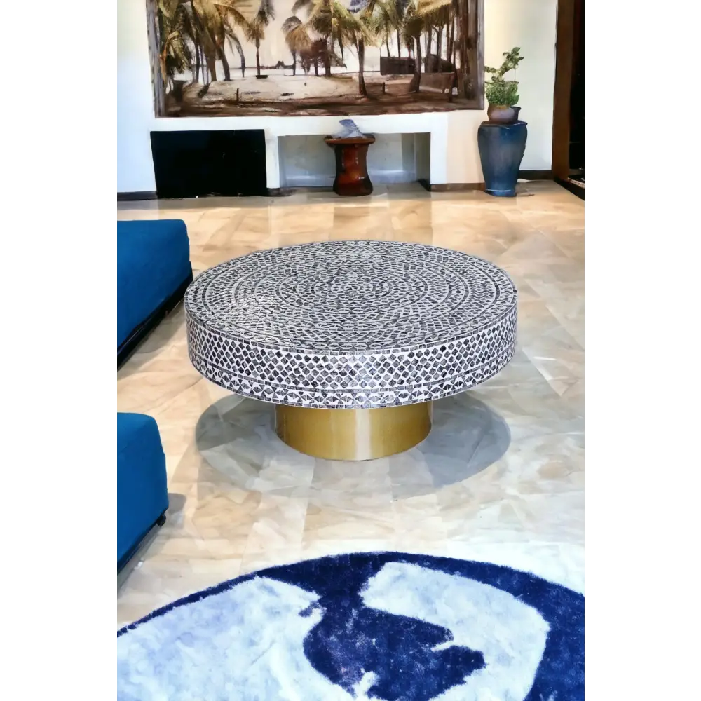 MOTHER OF PEARL OBSIDIAN LUXE COFFEE TABLE - Furniture > Living Room > Coffee Tables