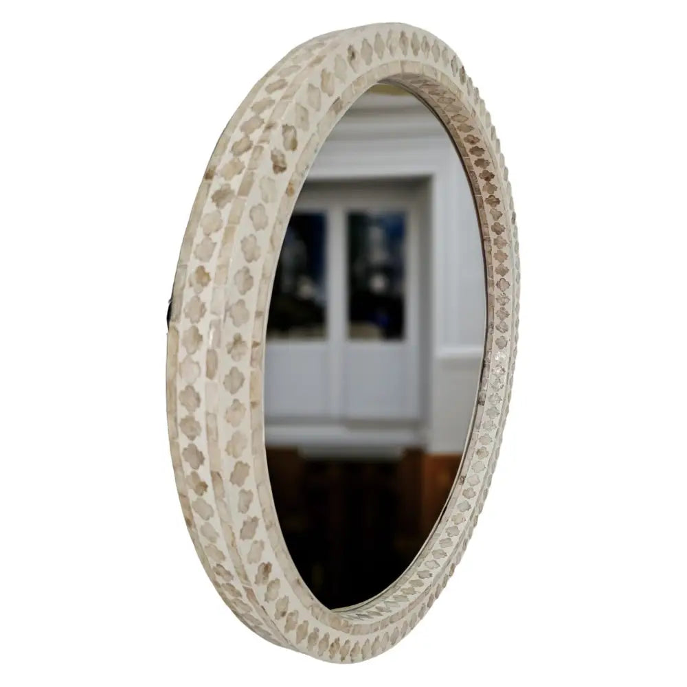 MOTHER OF PEARL RADIANCE ROUND WALL MIRROR - Home & Garden > Decor > Mirrors