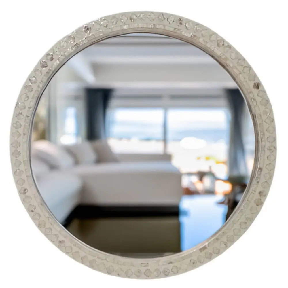 MOTHER OF PEARL RADIANCE ROUND WALL MIRROR - Home & Garden > Decor > Mirrors