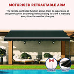 Motorised Outdoor Folding Arm Awning Retractable Sunshade Canopy Black 4.0m x 2.5m - Home & Garden > Shading