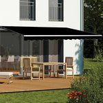 Motorised Outdoor Folding Arm Awning Retractable Sunshade Canopy Black 5.0m x 2.5m - Home & Garden > Shading